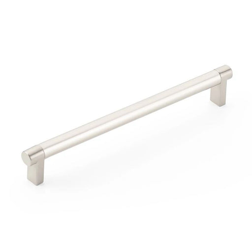 Select Cabinet Pull 8" C-C, Rectangular Stem US15, Smooth Bar US15