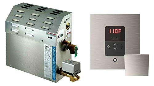 Mr Steam MS-400-E Steam Bath Generator Package in Square Brushed Nickel Finish for rooms up to 360 Cubic Feet