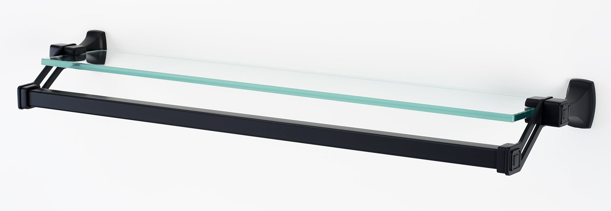 Cube Bath 25" Glass Shelf W/Towel Bar