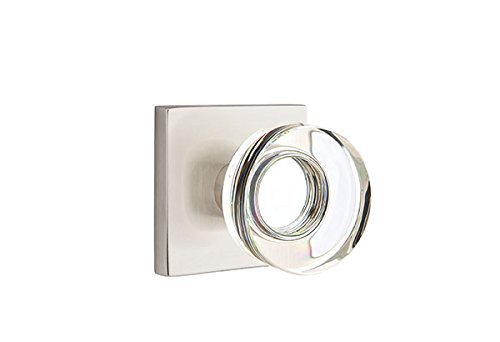 Privacy Set, Modern Square Rosette, Modern Disc Crystal Knob, Oil Rubbed Bronze