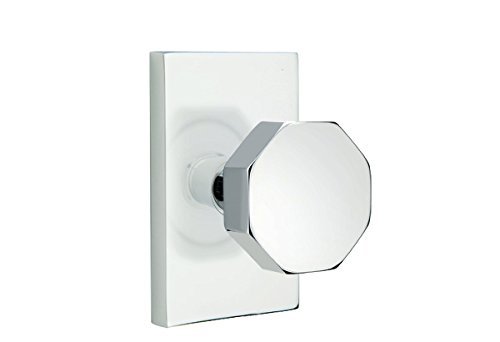 Emtek Privacy Set, Modern Rectangle Rosette, Octagon Knob (Flat Black)
