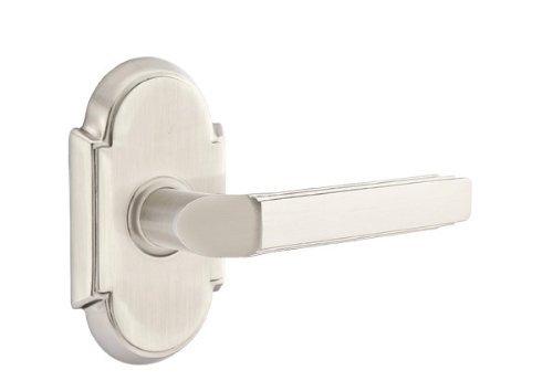 Emtek Dummy Set, Style 8 Rosette, Milano Lever, Polished Nickel