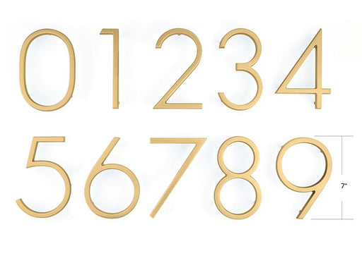 Emtek 7" Modern House Number 0 Satin Brass