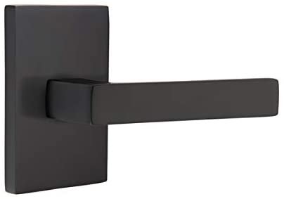 EMTEK Modern Rectangular Rosette Privacy Set with Matching Finish Dumont Lever - Choice of Left/Right Handing and 7 Finishes - 5212DTRHUS26 - Right Handed (RH) - Polished Chrome (US26)