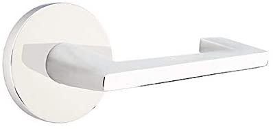 EMTEK Disk Rosette Privacy Set with Matching Finish Argos Lever - Choice of Left/Right Handing and 7 Finishes - 5209AGRHUS14 - Right Handed (RH) - Polished Nickel (US14)