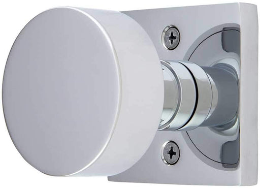 Square Rosette Door Set with Disc Knobs Passage in Polished Chrome