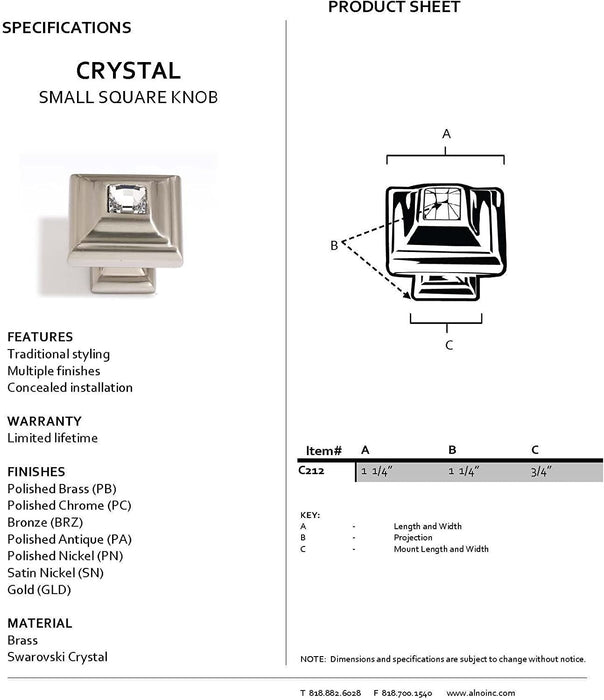 Swarovski Crystal 1 1/4" Crystal Knob