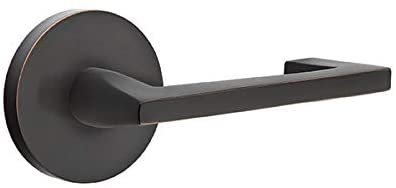 EMTEK Disk Rosette Privacy Set with Matching Finish Argos Lever - Choice of Left/Right Handing and 7 Finishes - 5209AGRHUS14 - Right Handed (RH) - Polished Nickel (US14)