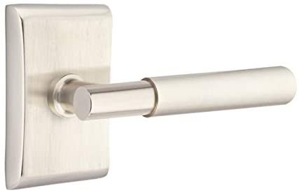 Emtek Passage Set, Neos Rosette, Myles Lever (Right Hand, Satin Brass)