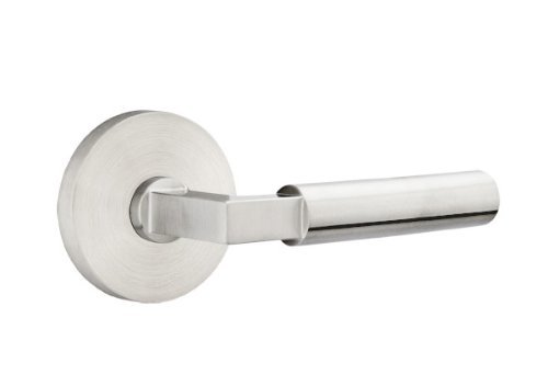 Emtek Passage, Disk Rosette, Hercules Lever, Brushed Stainless Steel, RH